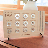 MyIntent card board holding 11 MyIntent tokens with 3 chains attached