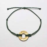 Forest Green Custom Twist Bracelet with Brass Token