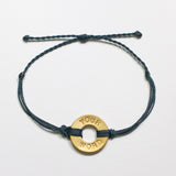 Indigo Blue Custom Twist Bracelet with Brass Token