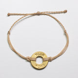 Cream Custom Twist Bracelet with Brass Token