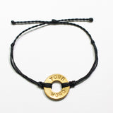 MyIntent Custom Twist Bracelet Black String with Brass Token