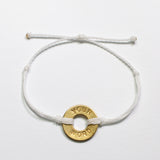 White Custom Twist Bracelet with Brass Token