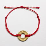 Red Custom Twist Bracelet with Brass Token