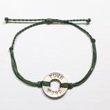 Forest Green Custom Twist Bracelet with Nickel Token