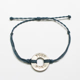 Indigo Blue Custom Twist Bracelet with Nickel Token