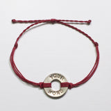 Burgundy Custom Twist Bracelet with Nickel Token