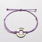 Lavender Custom Twist Bracelet with Nickel Token