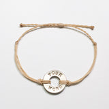 Cream Custom Twist Bracelet with Nickel Token