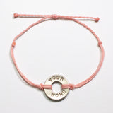 Light Pink Custom Twist Bracelet with Nickel Token