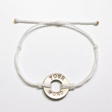 White Custom Twist Bracelet with Nickel Token