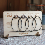 MyIntent card board holding 4 MyIntent bracelets