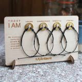 MyIntent card board holding 4 MyIntent bracelets