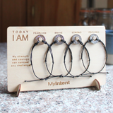 MyIntent card board holding 4 MyIntent bracelets