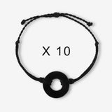 MyIntent Refill Twist Bracelets set of 10 Black String with Black Nickel Tokens