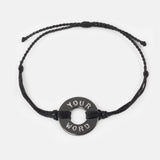 MyIntent Custom Twist Bracelet Black String with Black Nickel Token