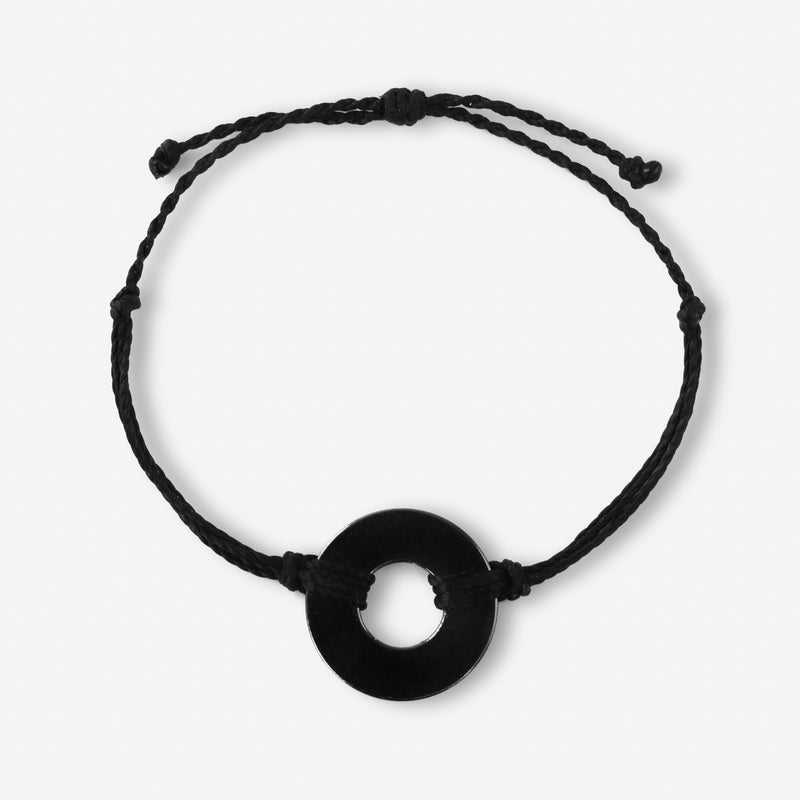 MyIntent Refill Twist Bracelet Black String with Black Nickel Token