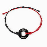 Red & Black Custom Twist Bracelet with Black Nickel Token