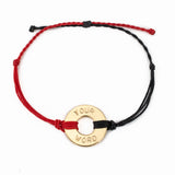 Red & Black Custom Twist Bracelet with Gold Plated Token