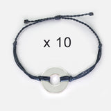 MyIntent Refill Twist Bracelets set of 10 Indigo Blue String with Silver Token