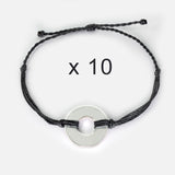 MyIntent Refill Twist Bracelets set of 10 Black String with Silver Token