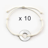 MyIntent Refill Twist Bracelets set of 10 White String with Silver Token