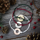 Custom MyIntent Twist bracelets in holiday colors Green, Red, and White