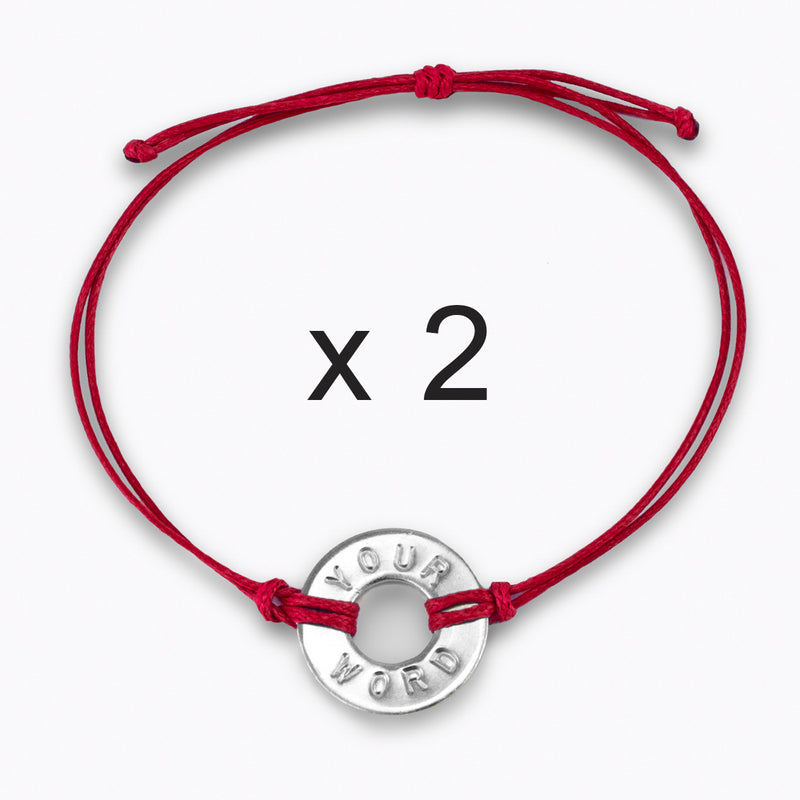 Custom Classic Bracelet Set of 2 Red String with Nickel Token