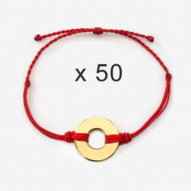 MyIntent Refill Twist Bracelets set of 50 Red String with Gold Token