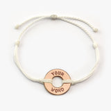 MyIntent Custom Twist Bracelet White String with Rose Gold Token