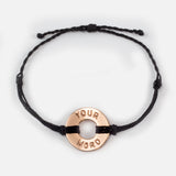 MyIntent Custom Twist Bracelet Black String with Rose Gold Token