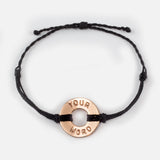 MyIntent Custom Twist Bracelet Black String with Rose Gold Token
