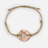 MyIntent Custom Twist Bracelet Cream colored String with Rose Gold Token