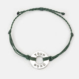 MyIntent Custom Twist Bracelet Forest Green String with Silver Token