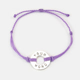 MyIntent Custom Twist Bracelet Lavender String with Silver Token