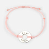 MyIntent Custom Twist Bracelet Light Pink String with Silver Token