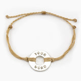 MyIntent Custom Twist Bracelet Cream color String with Silver Token