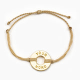 MyIntent Custom Twist Bracelet Cream color String with Gold Token
