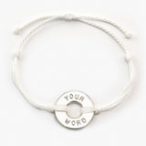 MyIntent Custom Twist Bracelet White String with Silver Token