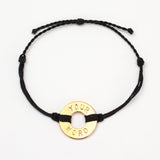 MyIntent Custom Twist Bracelet Black String with Gold Token