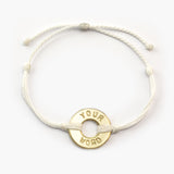 MyIntent Custom Twist Bracelet White String with Gold Token
