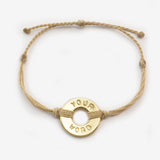 MyIntent Custom Twist Bracelet Cream color String with Gold Token