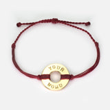 MyIntent Custom Twist Bracelet Burgundy String with Gold Token