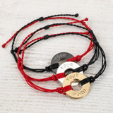 Red & Black Custom Twist Bracelets with Various colored Token