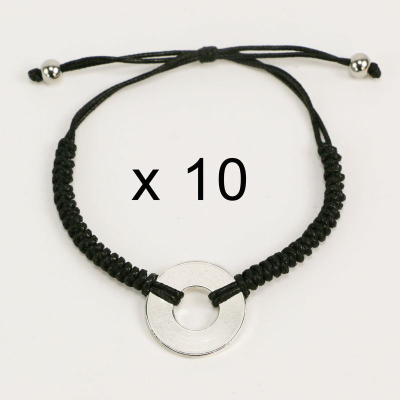 MyIntent Refill Round Bracelets set of 10 in Black with Silver Tokens