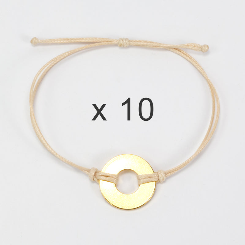 MyIntent Refill Classic Bracelets Cream String set of 10 with Brass tokens
