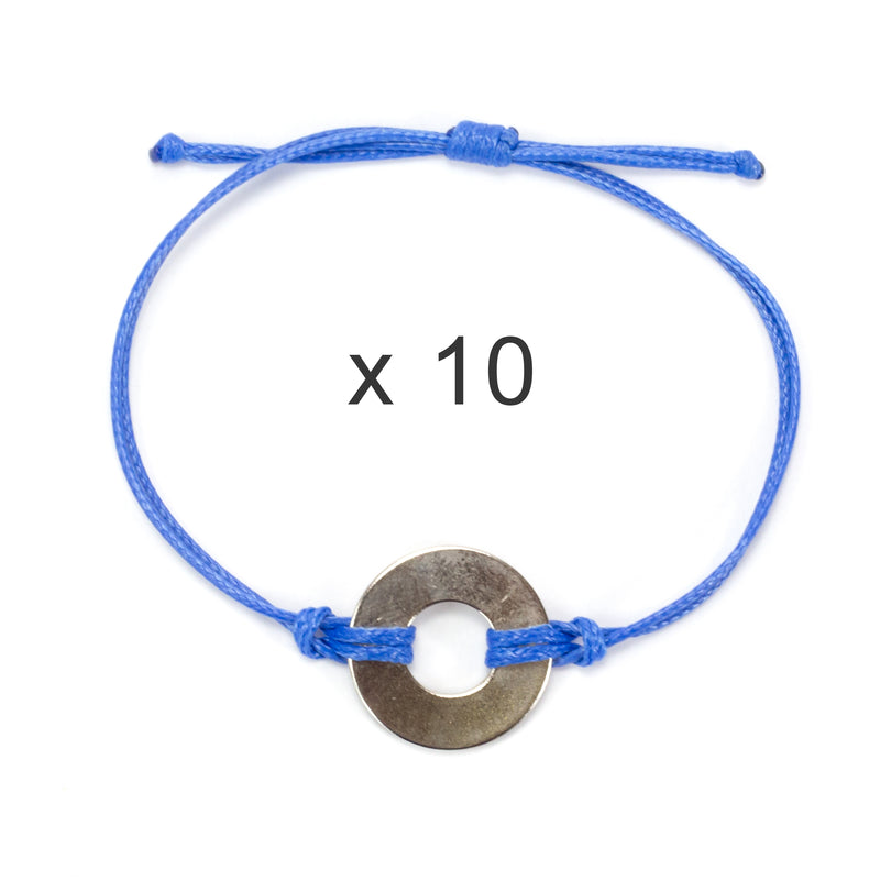 MyIntent Refill Classic Bracelets Blue String set of 10 with Nickel tokens