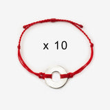 MyIntent Refill Twist Bracelets set of 10 Red String with Silver Tokens