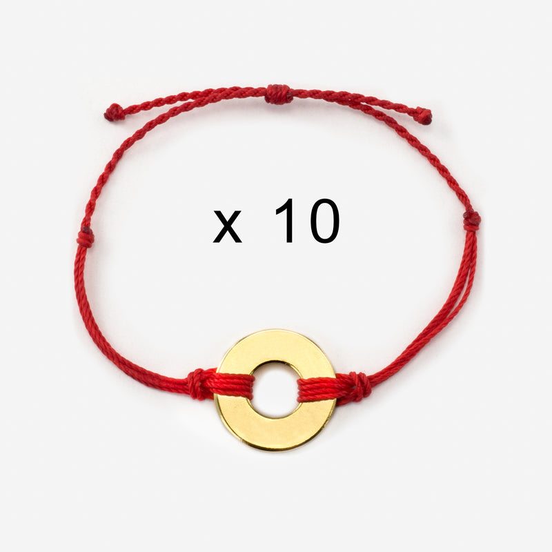 MyIntent Refill Twist Bracelets set of 10 Red String with Gold Tokens