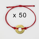 MyIntent Refill Classic Bracelets Red String set of 50 with Brass tokens