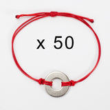 MyIntent Refill Classic Bracelets Red String set of 50 with Nickel tokens